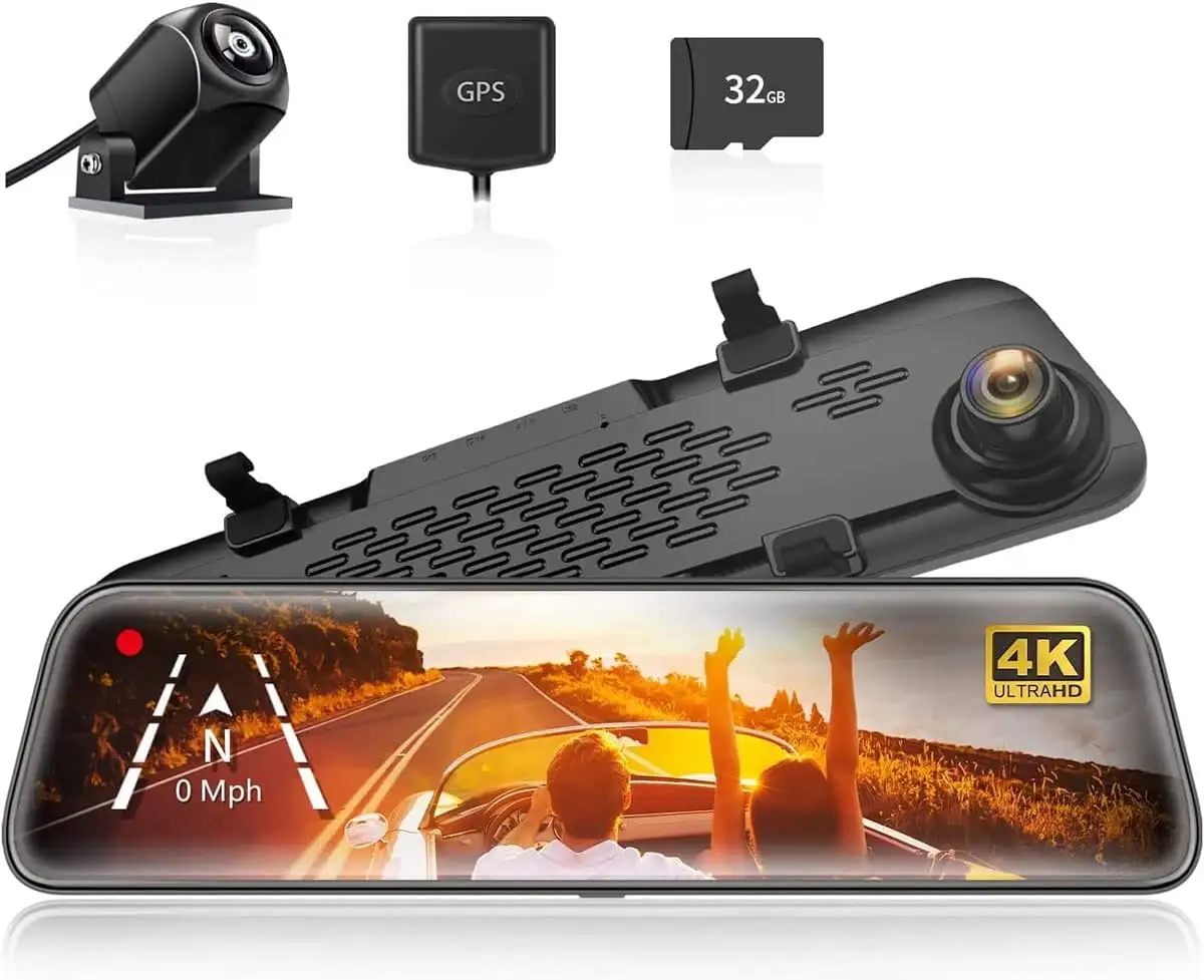 WOLFBOX G840S DashCam con Espejo camara de seguridad para auto